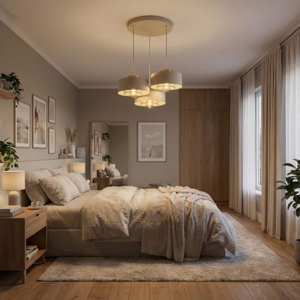 Brilagi - Lampadario a sospensione con cavo 3xE27/60W/230V beige/oro