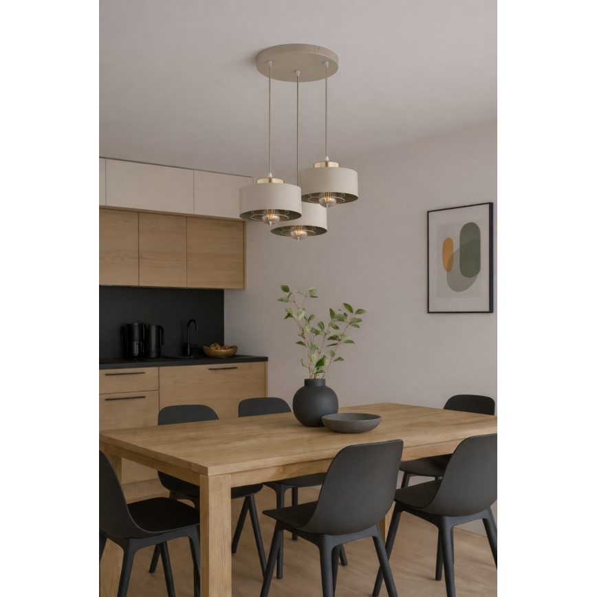Brilagi - Lampadario a sospensione con cavo 3xE27/60W/230V beige/oro