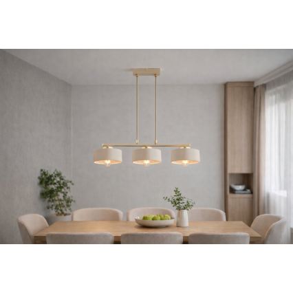 Brilagi - Lampadario a sospensione con cavo 3xE27/60W/230V beige/oro