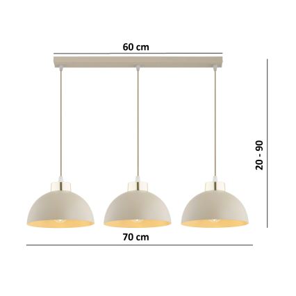 Brilagi - Lampadario a sospensione con cavo 3xE27/60W/230V beige/oro