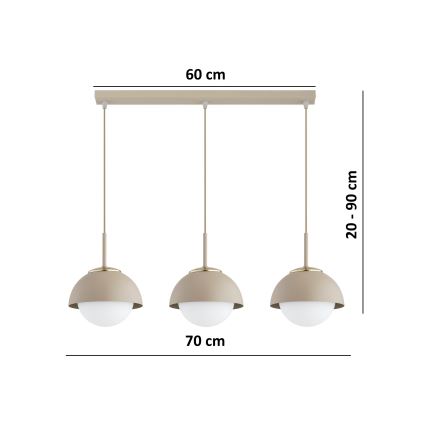 Brilagi - Lampadario a sospensione con cavo 3xE27/60W/230V beige/oro