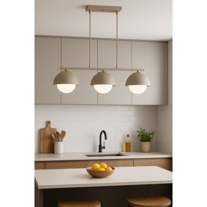 Brilagi - Lampadario a sospensione con cavo 3xE27/60W/230V beige/oro