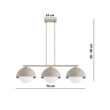 Brilagi - Lampadario a sospensione con cavo 3xE27/60W/230V beige/oro