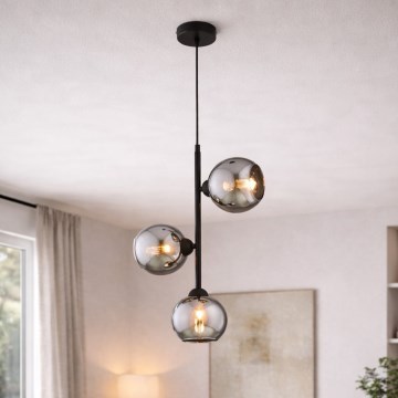 Brilagi - Lampadario a sospensione con cavo 3xE27/60W/230V nero/grigio fumé