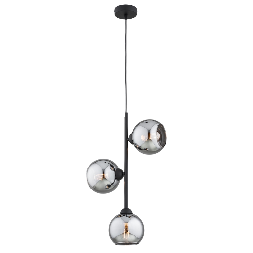 Brilagi - Lampadario a sospensione con cavo 3xE27/60W/230V nero/grigio fumé