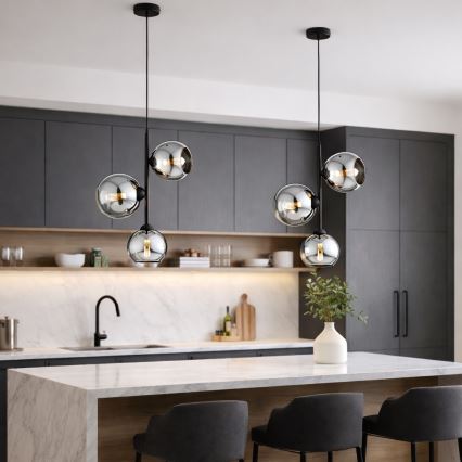 Brilagi - Lampadario a sospensione con cavo 3xE27/60W/230V nero/grigio fumé