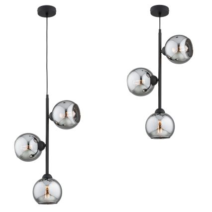 Brilagi - Lampadario a sospensione con cavo 3xE27/60W/230V nero/grigio fumé