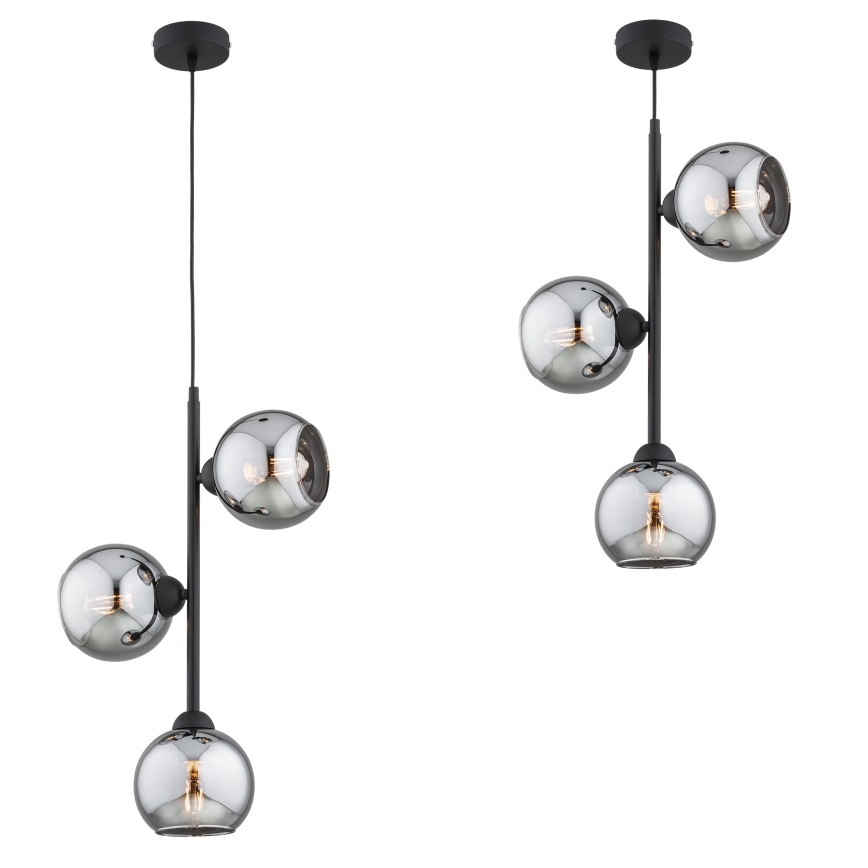 Brilagi - Lampadario a sospensione con cavo 3xE27/60W/230V nero/grigio fumé