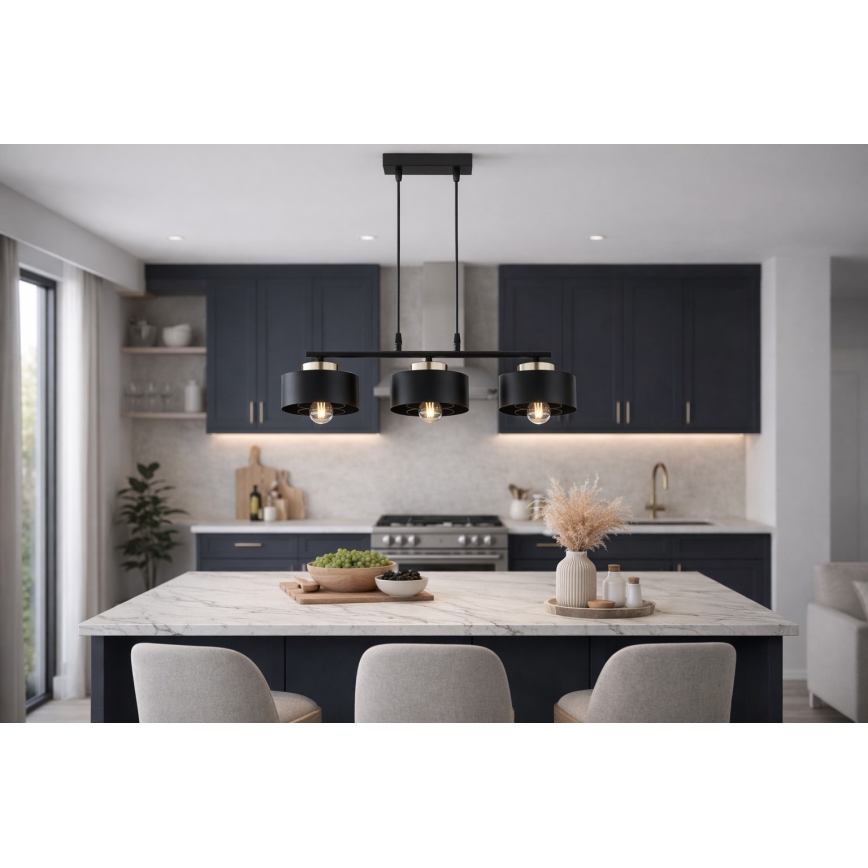 Brilagi - Lampadario a sospensione con cavo 3xE27/60W/230V nero/oro