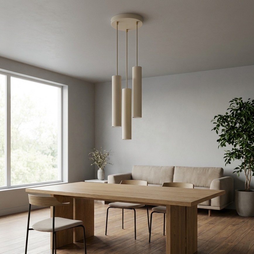 Brilagi - Lampadario a sospensione con cavo 3xGU10/15W/230V beige/oro