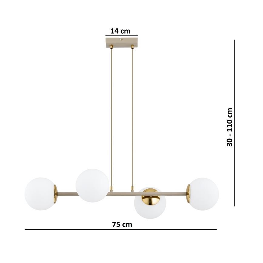 Brilagi - Lampadario a sospensione con cavo 4xE27/60W/230V beige/oro