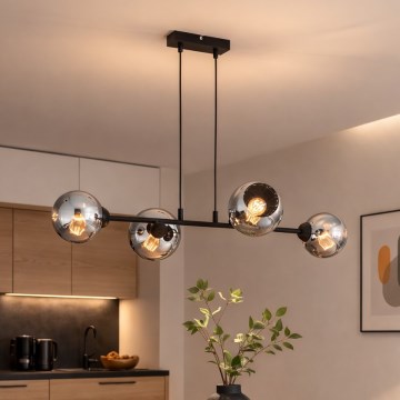 Brilagi - Lampadario a sospensione con cavo 4xE27/60W/230V nero/grigio fumé