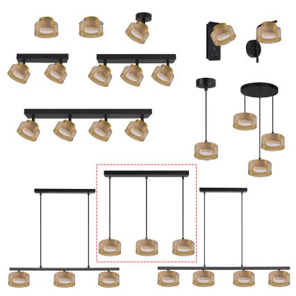 Brilagi - Lampadario a sospensione con cavo AURA LUX 3xGX53/30W/230V nero/oro