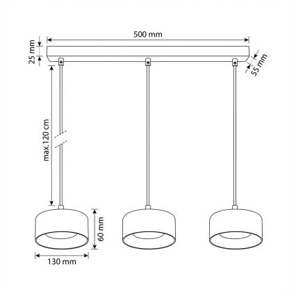 Brilagi - Lampadario a sospensione con cavo AURA LUX 3xGX53/30W/230V nero/oro