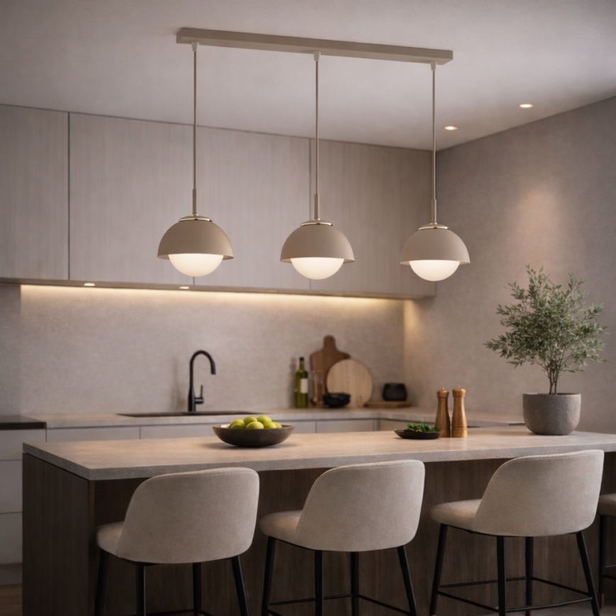 Brilagi - Lampadario a sospensione con cavo COSMO 3xE27/60W/230V beige/oro