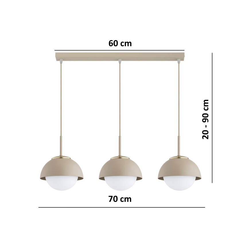 Brilagi - Lampadario a sospensione con cavo COSMO 3xE27/60W/230V beige/oro
