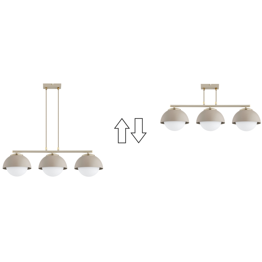 Brilagi - Lampadario a sospensione con cavo COSMO 3xE27/60W/230V beige/oro