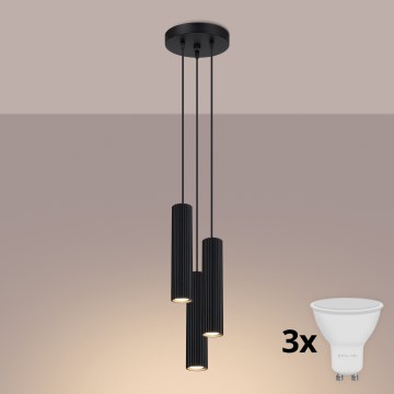 Brilagi - Lampadario a sospensione con cavo CRESTO 3xGU10/10W/230V nero