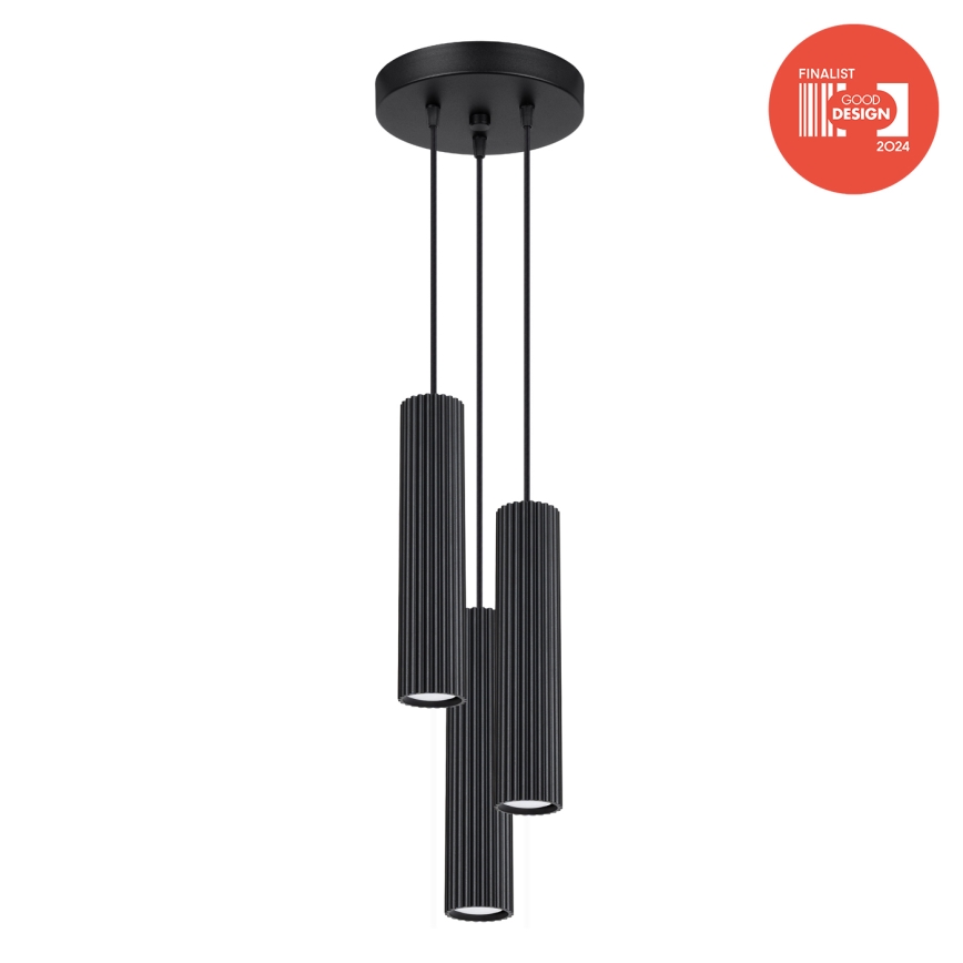 Brilagi - Lampadario a sospensione con cavo CRESTO 3xGU10/10W/230V nero