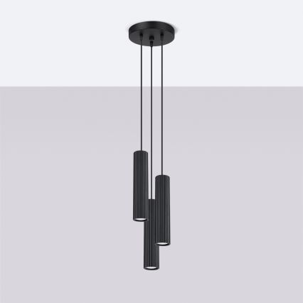 Brilagi - Lampadario a sospensione con cavo CRESTO 3xGU10/10W/230V nero