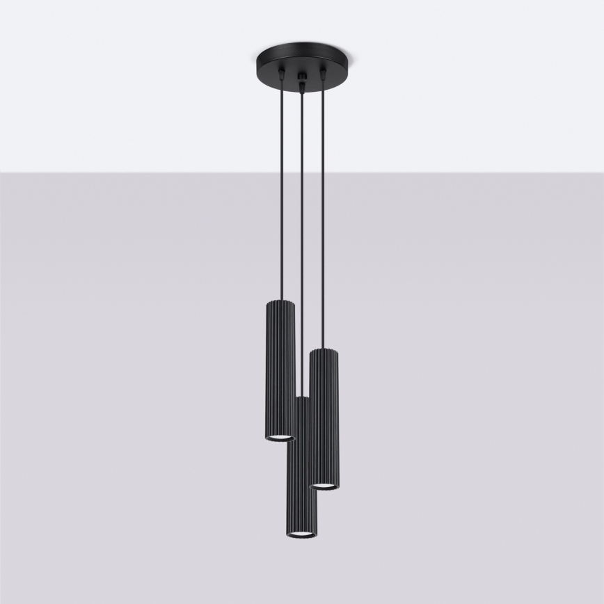Brilagi - Lampadario a sospensione con cavo CRESTO 3xGU10/10W/230V nero