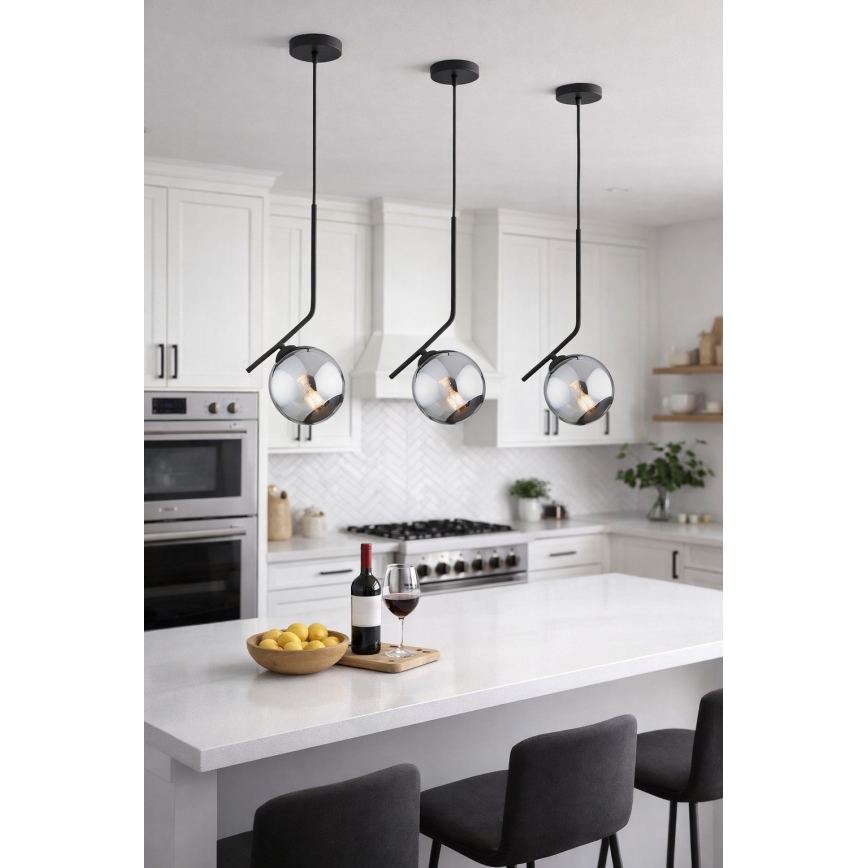 Brilagi - Lampadario a sospensione con cavo DIOR 1xE27/60W/230V nero/grigio fumé