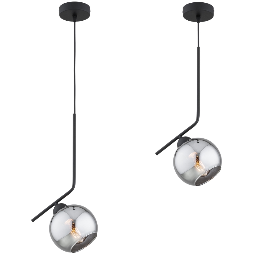 Brilagi - Lampadario a sospensione con cavo DIOR 1xE27/60W/230V nero/grigio fumé
