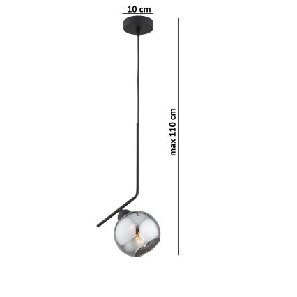 Brilagi - Lampadario a sospensione con cavo DIOR 1xE27/60W/230V nero/grigio fumé