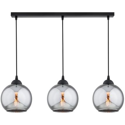 Brilagi - Lampadario a sospensione con cavo DIOR 3xE27/60W/230V nero/grigio fumé