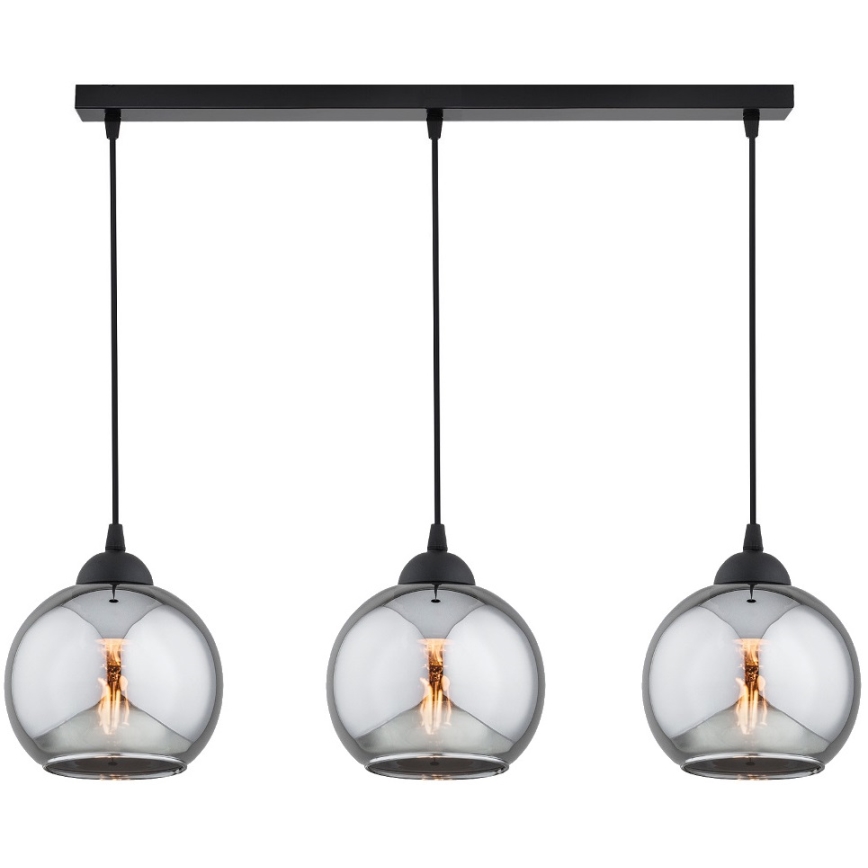 Brilagi - Lampadario a sospensione con cavo DIOR 3xE27/60W/230V nero/grigio fumé