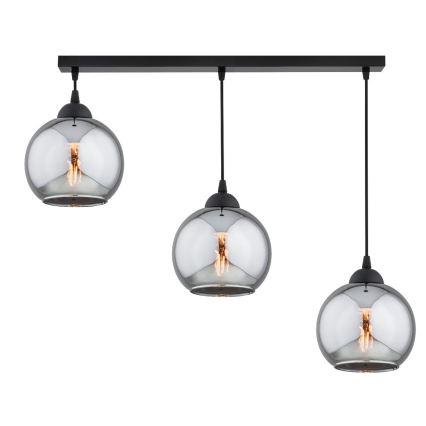 Brilagi - Lampadario a sospensione con cavo DIOR 3xE27/60W/230V nero/grigio fumé