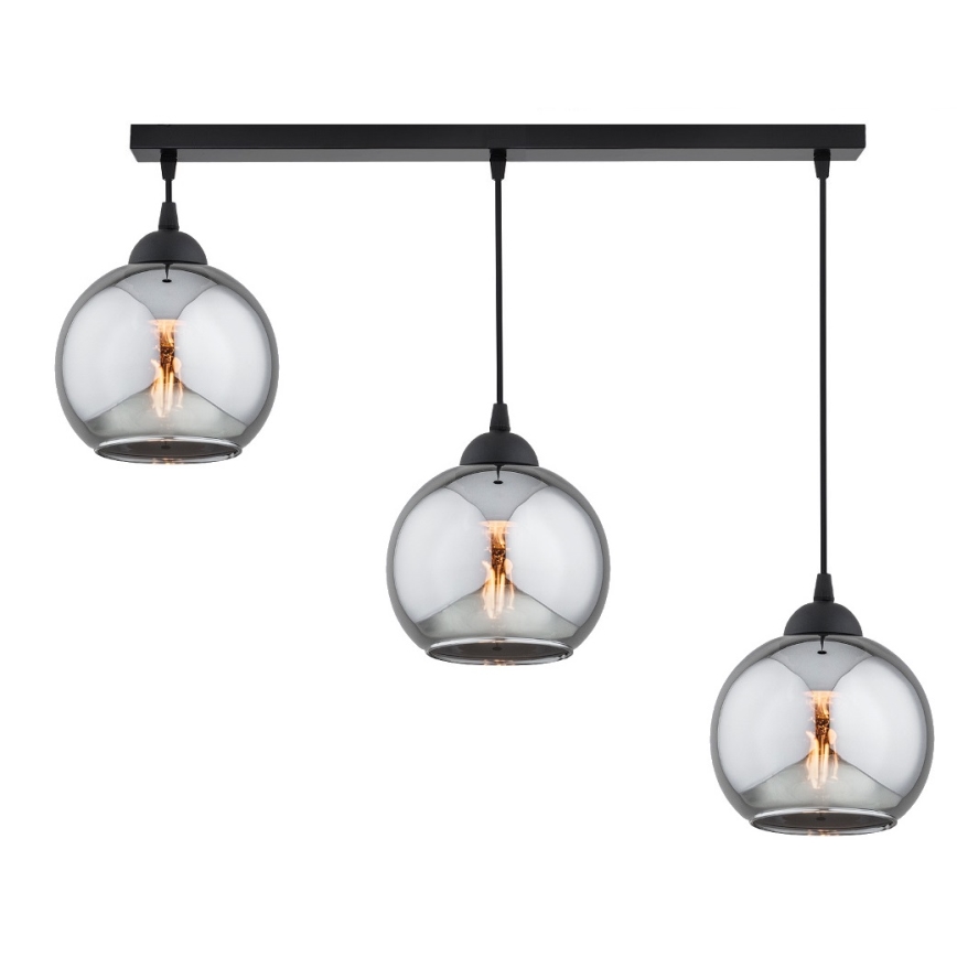 Brilagi - Lampadario a sospensione con cavo DIOR 3xE27/60W/230V nero/grigio fumé