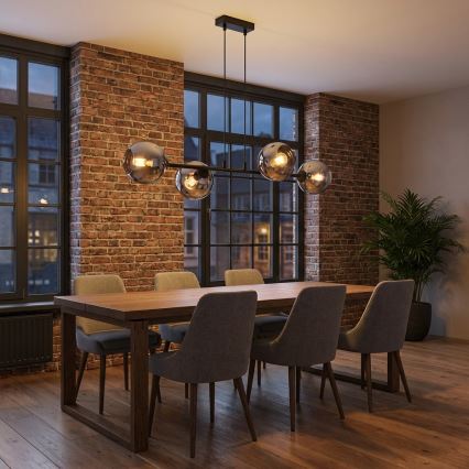 Brilagi - Lampadario a sospensione con cavo DIOR 4xE27/60W/230V nero/grigio fumé