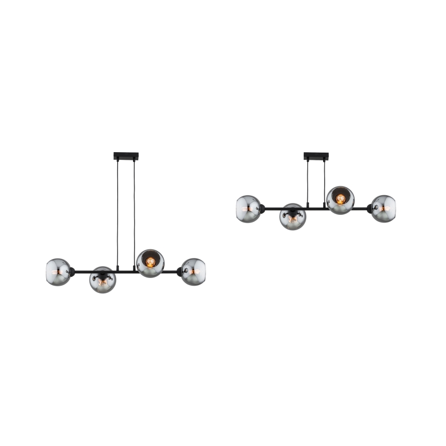 Brilagi - Lampadario a sospensione con cavo DIOR 4xE27/60W/230V nero/grigio fumé