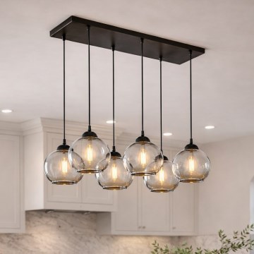 Brilagi - Lampadario a sospensione con cavo DIOR 6xE27/60W/230V nero/grigio fumé
