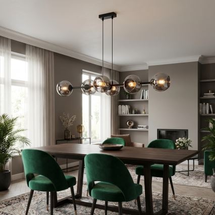Brilagi - Lampadario a sospensione con cavo DIOR 6xE27/60W/230V nero/grigio fumo