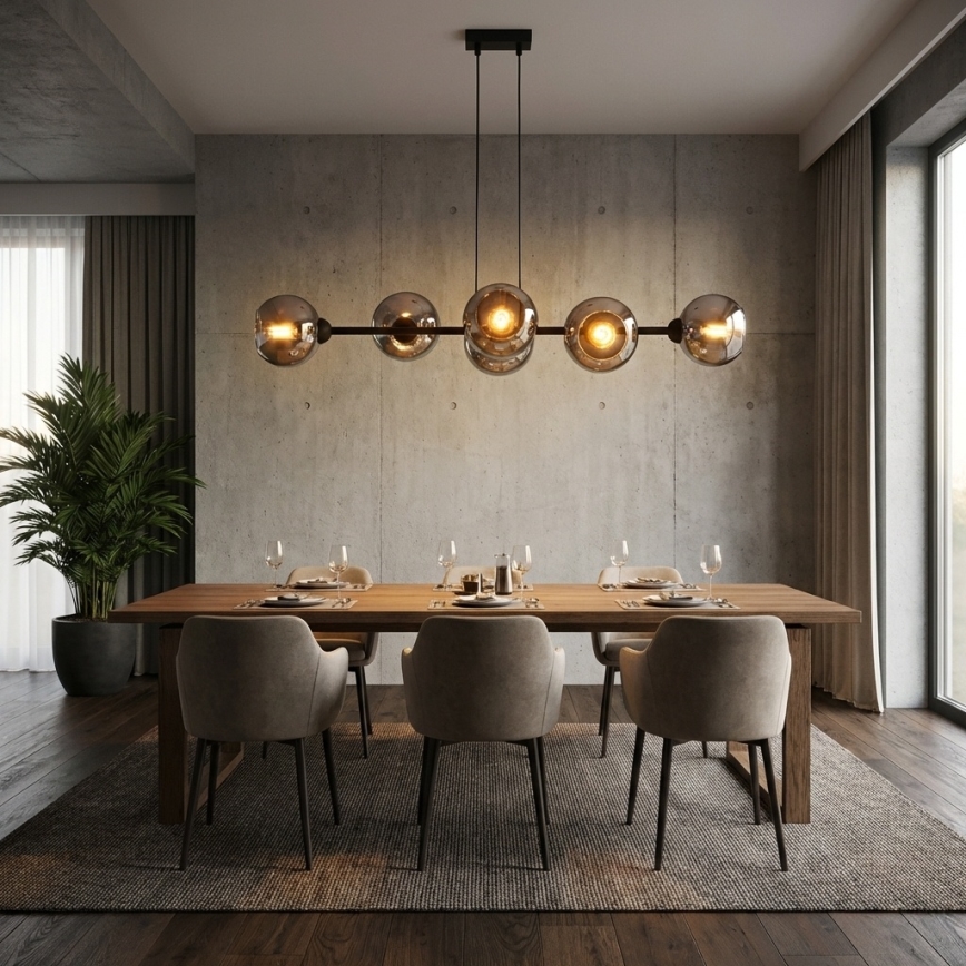 Brilagi - Lampadario a sospensione con cavo DIOR 6xE27/60W/230V nero/grigio fumo