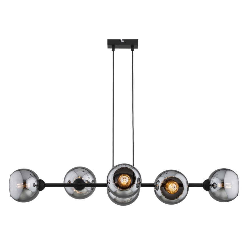 Brilagi - Lampadario a sospensione con cavo DIOR 6xE27/60W/230V nero/grigio fumo
