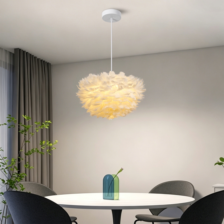 Brilagi - Lampadario a sospensione con cavo FEATHER 3xE27/40W/230V, Ø 40 cm, bianco