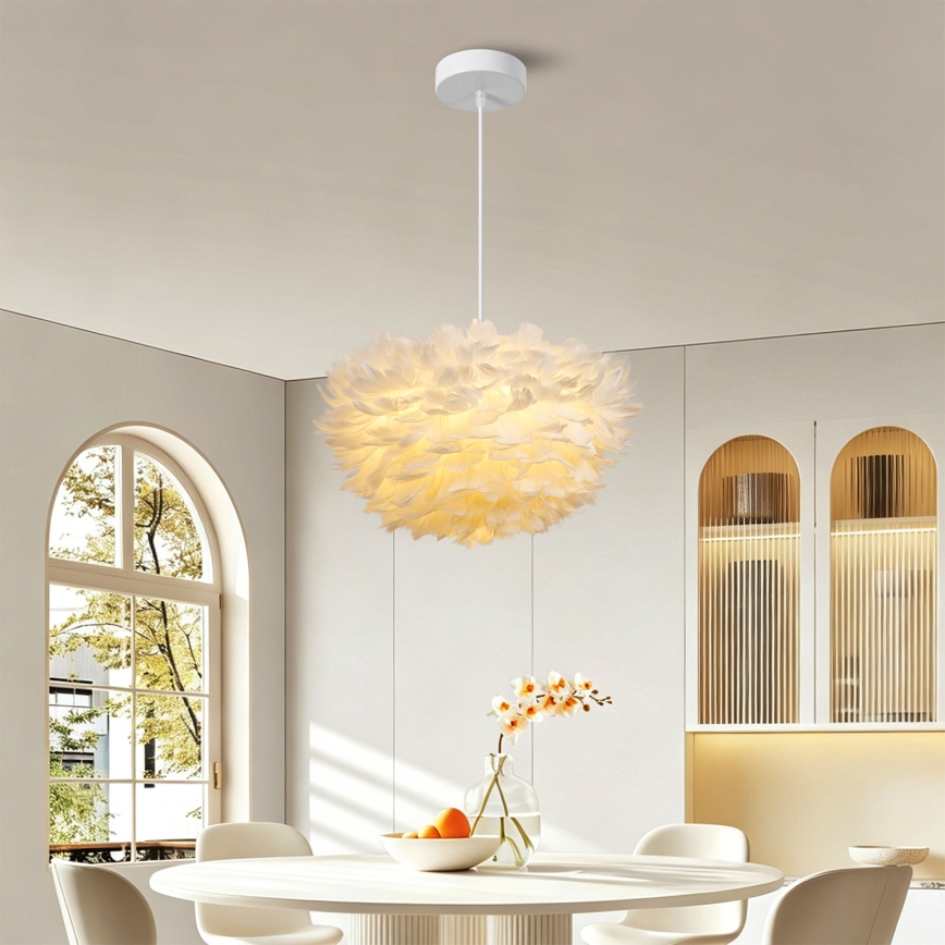 Brilagi - Lampadario a sospensione con cavo FEATHER 3xE27/40W/230V, Ø 40 cm, bianco