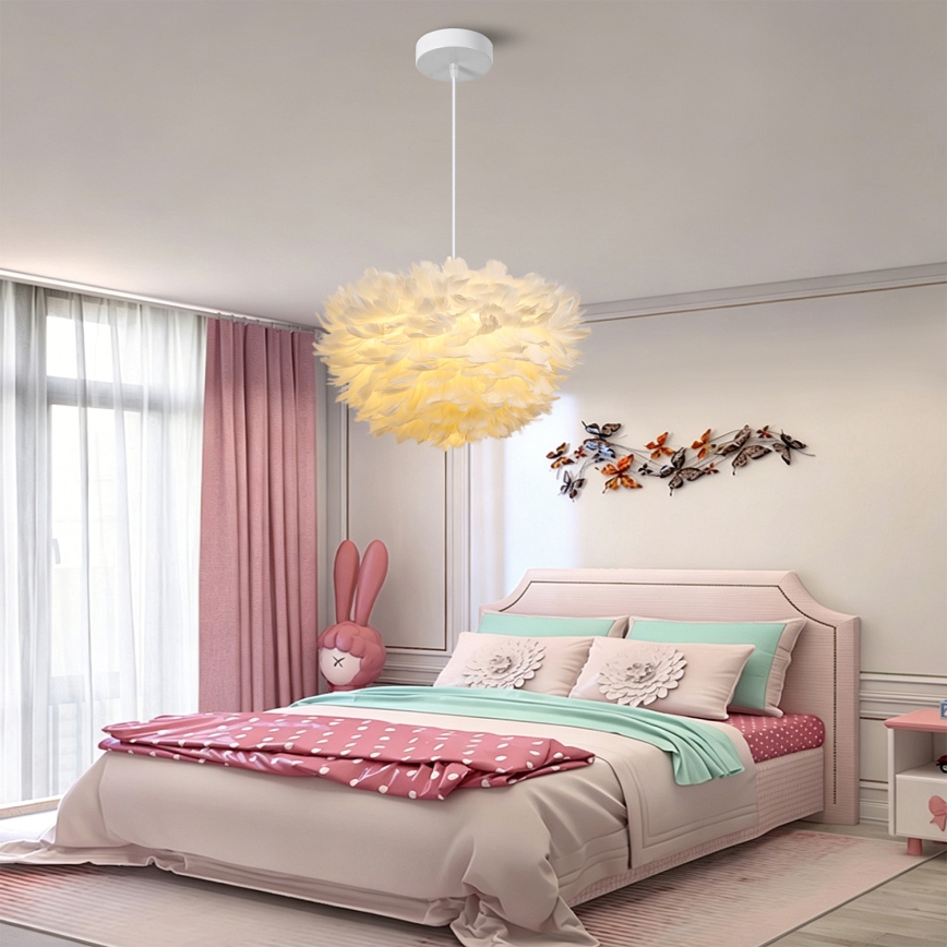Brilagi - Lampadario a sospensione con cavo FEATHER 3xE27/40W/230V, Ø 40 cm, bianco