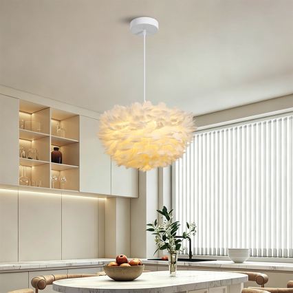 Brilagi - Lampadario a sospensione con cavo FEATHER 3xE27/40W/230V, Ø 40 cm, bianco