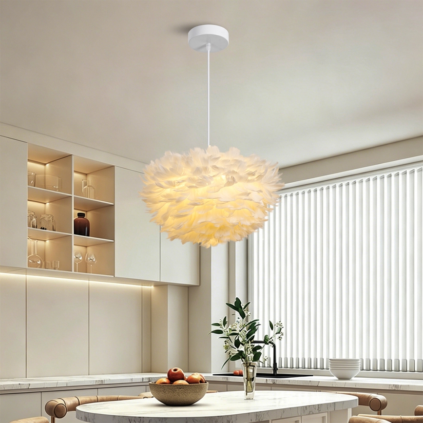 Brilagi - Lampadario a sospensione con cavo FEATHER 3xE27/40W/230V, Ø 40 cm, bianco