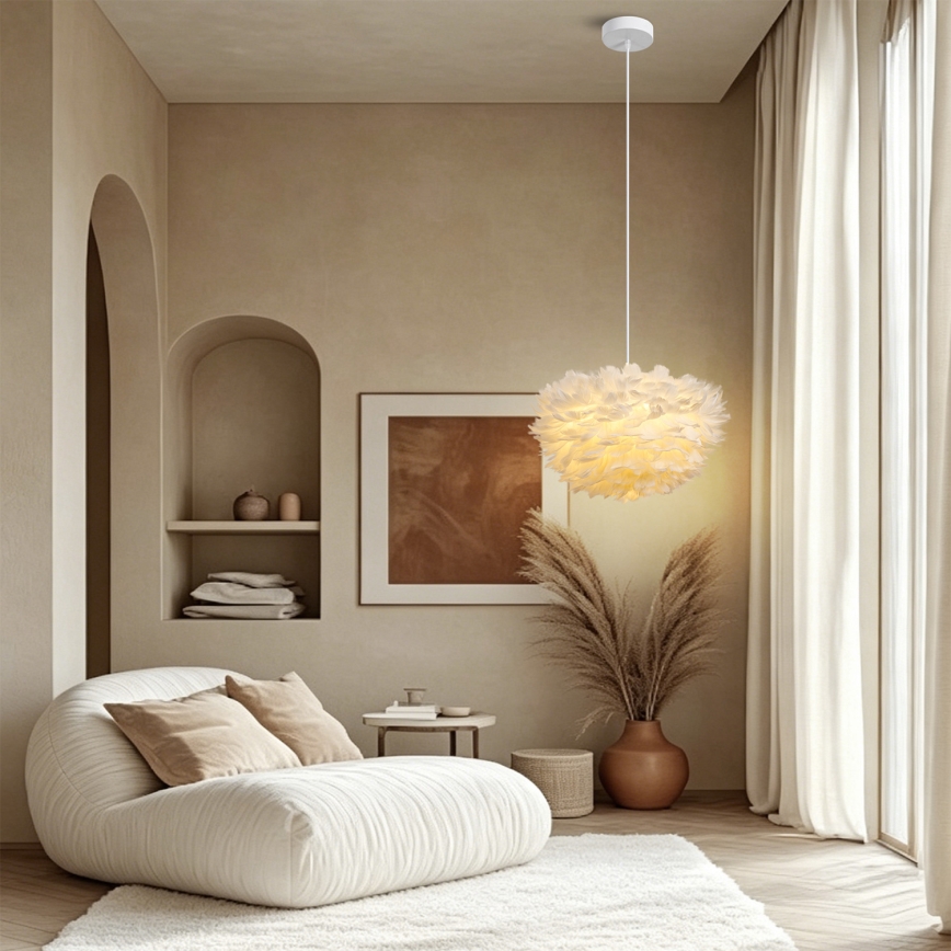 Brilagi - Lampadario a sospensione con cavo FEATHER 3xE27/40W/230V, Ø 40 cm, bianco