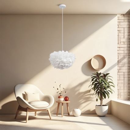 Brilagi - Lampadario a sospensione con cavo FEATHER 3xE27/40W/230V, Ø 40 cm, bianco