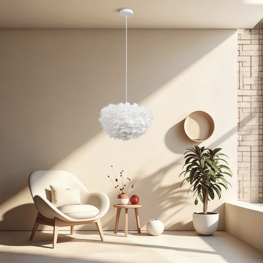 Brilagi - Lampadario a sospensione con cavo FEATHER 3xE27/40W/230V, Ø 40 cm, bianco
