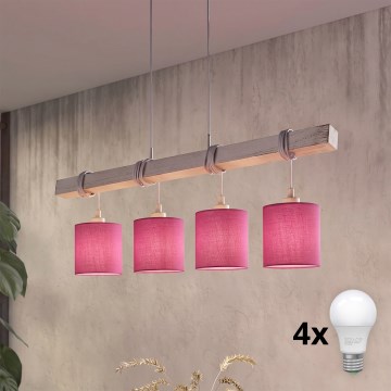 Brilagi - Lampadario a sospensione con cavo LED NUBILA 4xE27/60W/230V grigio/rosa