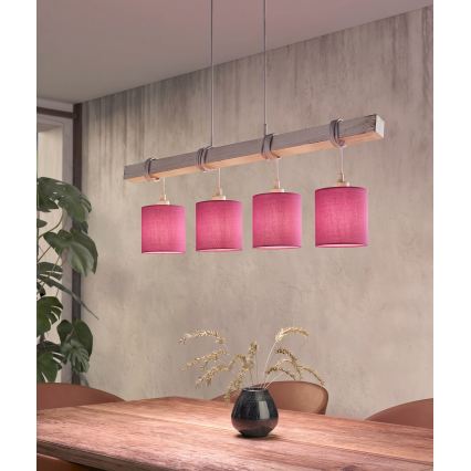 Brilagi - Lampadario a sospensione con cavo LED NUBILA 4xE27/60W/230V grigio/rosa