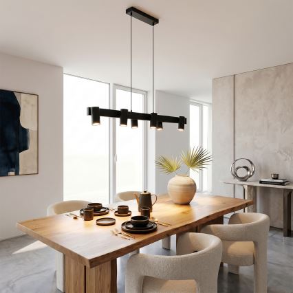 Brilagi - Lampadario LED RGBW dimmerabile a sospensione su cavo SELE 6xGU10/6,5W/230V 2700-6500K nero + telecomando