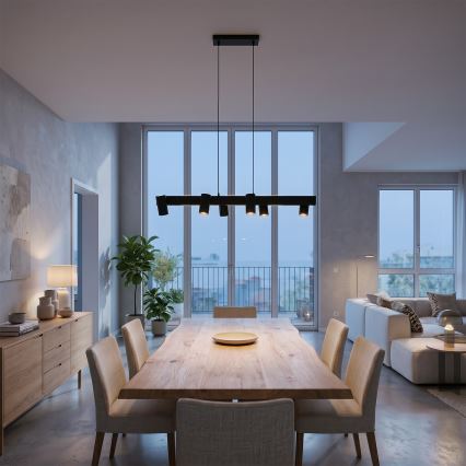 Brilagi - Lampadario LED RGBW dimmerabile a sospensione su cavo SELE 6xGU10/6,5W/230V 2700-6500K nero + telecomando